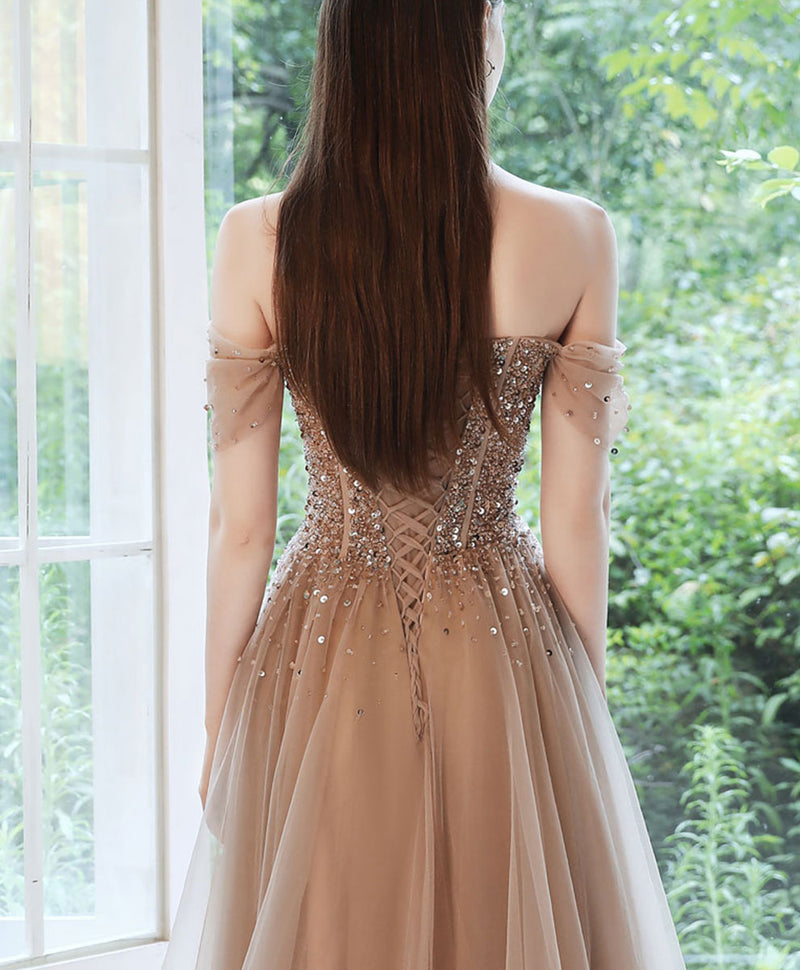 tulle sequin dress Azazie 2026 Corset Lace Up A-Line Prom Dress Red Gown