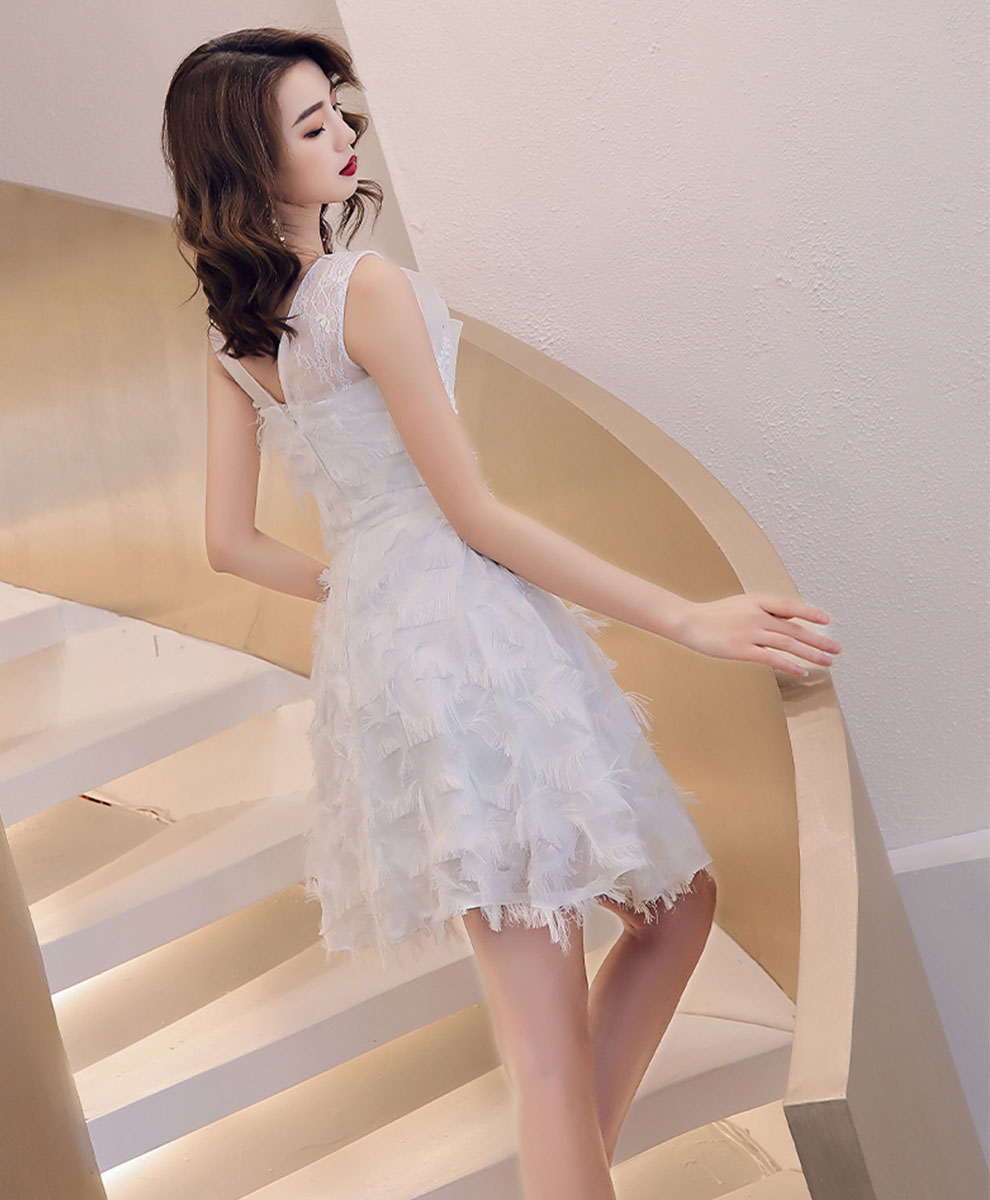 Gray Tulle Lace Short Prom Dress, Gray Cocktail Dress, Homecoming Dresses