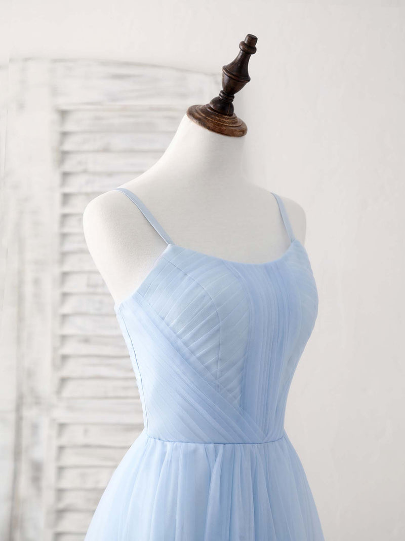 Simple Blue Tulle Long Prom Dress Blue Bridesmaid Dress shopluu Simple Blue Tulle Long Prom Dress Blue Bridesmaid Dress shopluu