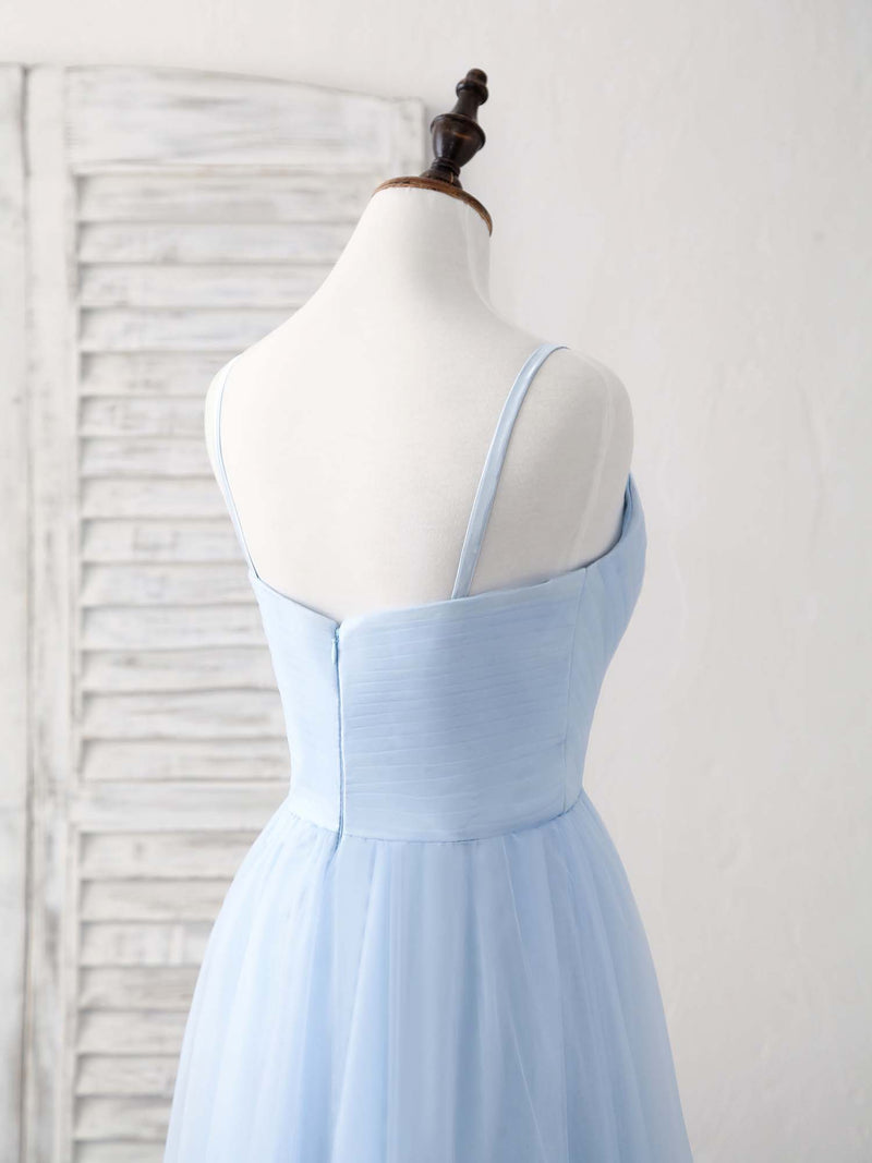 Simple Blue Tulle Long Prom Dress Blue Bridesmaid Dress shopluu Simple Blue Tulle Long Prom Dress Blue Bridesmaid Dress shopluu