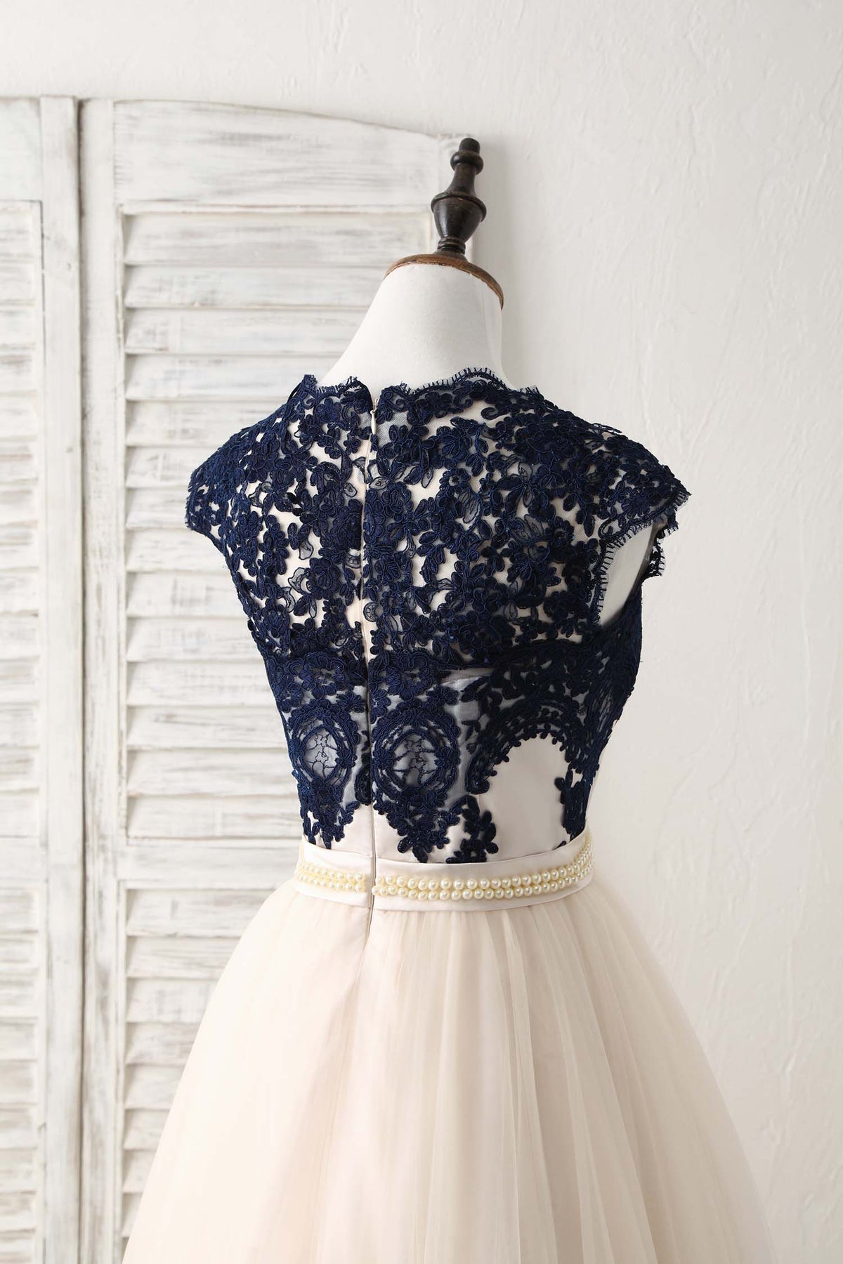 Elegant Tulle Lace Applique Long Prom Dress Tulle Evening Dress