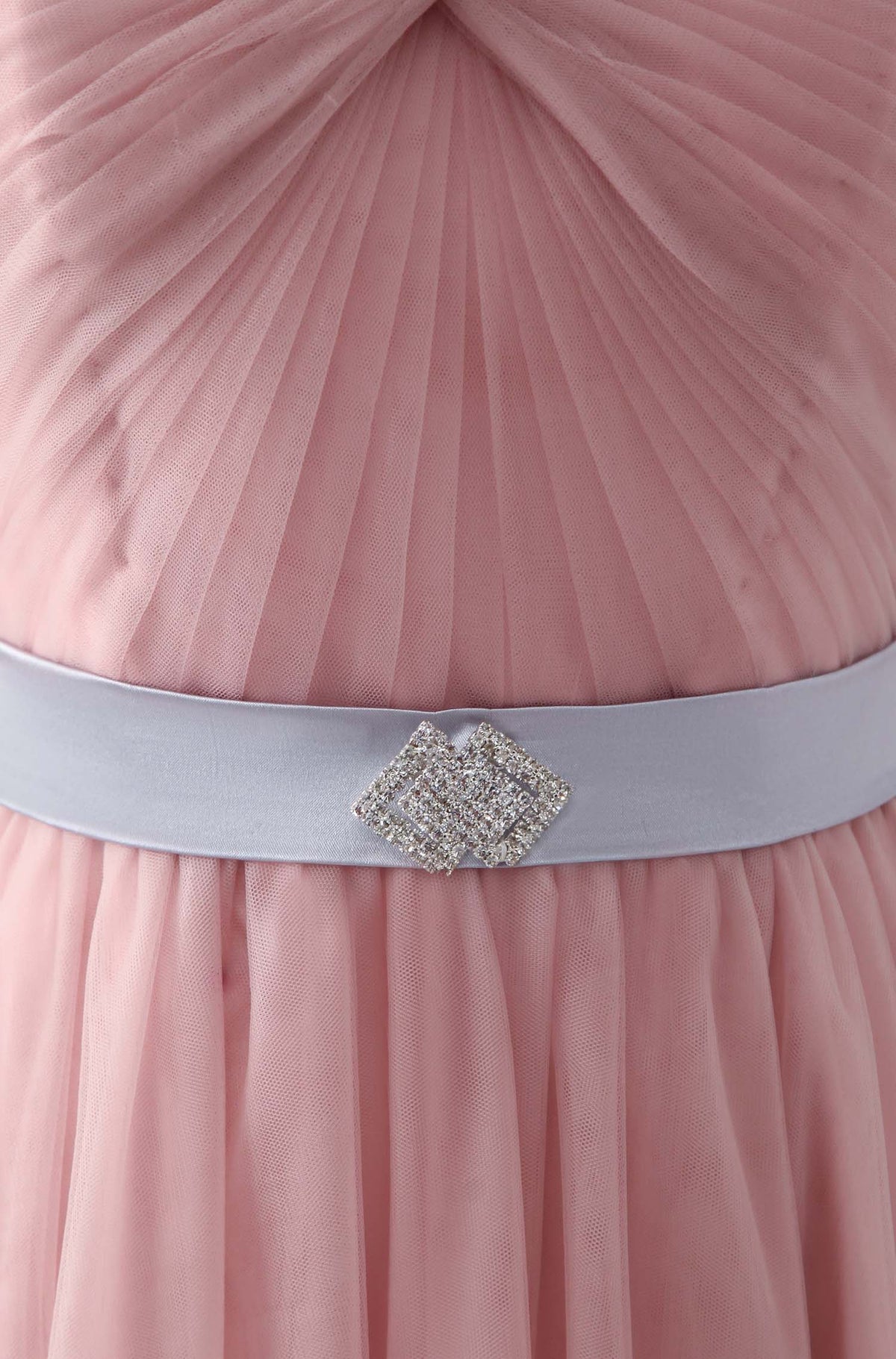 Pink Sweetheart Neck Tulle Long Prom Dress, Aline Pink Bridesmaid Dress
