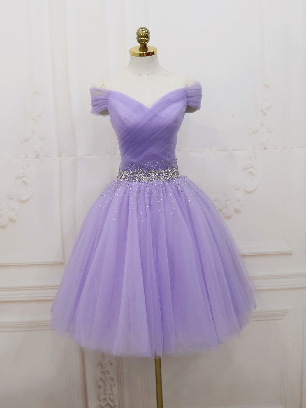 Shiny Sequins Purple Short Prom Dresses, Off The Shoulder Purple Formal Homecoming Dresses, US 16 / Custom Color / No Rush Shiny Sequins Purple Short Prom Dresses, Off The Shoulder Purple Formal Homecoming Dresses, US 16 / Custom Color / No Rush
