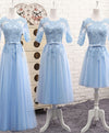 Blue Tulle Lace Long Prom Dress Blue Tulle Bridesmaid Dress