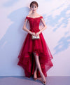 Burgundy Tulle Lace Prom Dress, Burgundy Tulle Evening Dress
