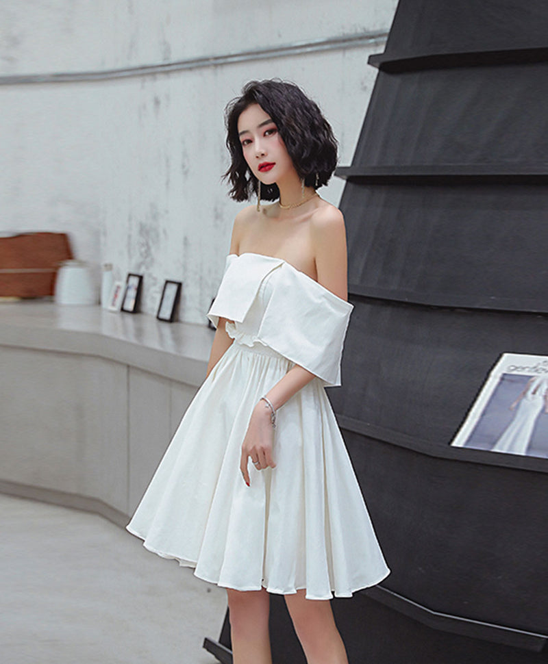 Cute White Satin Short Prom Dress White Short Homecoming Dress