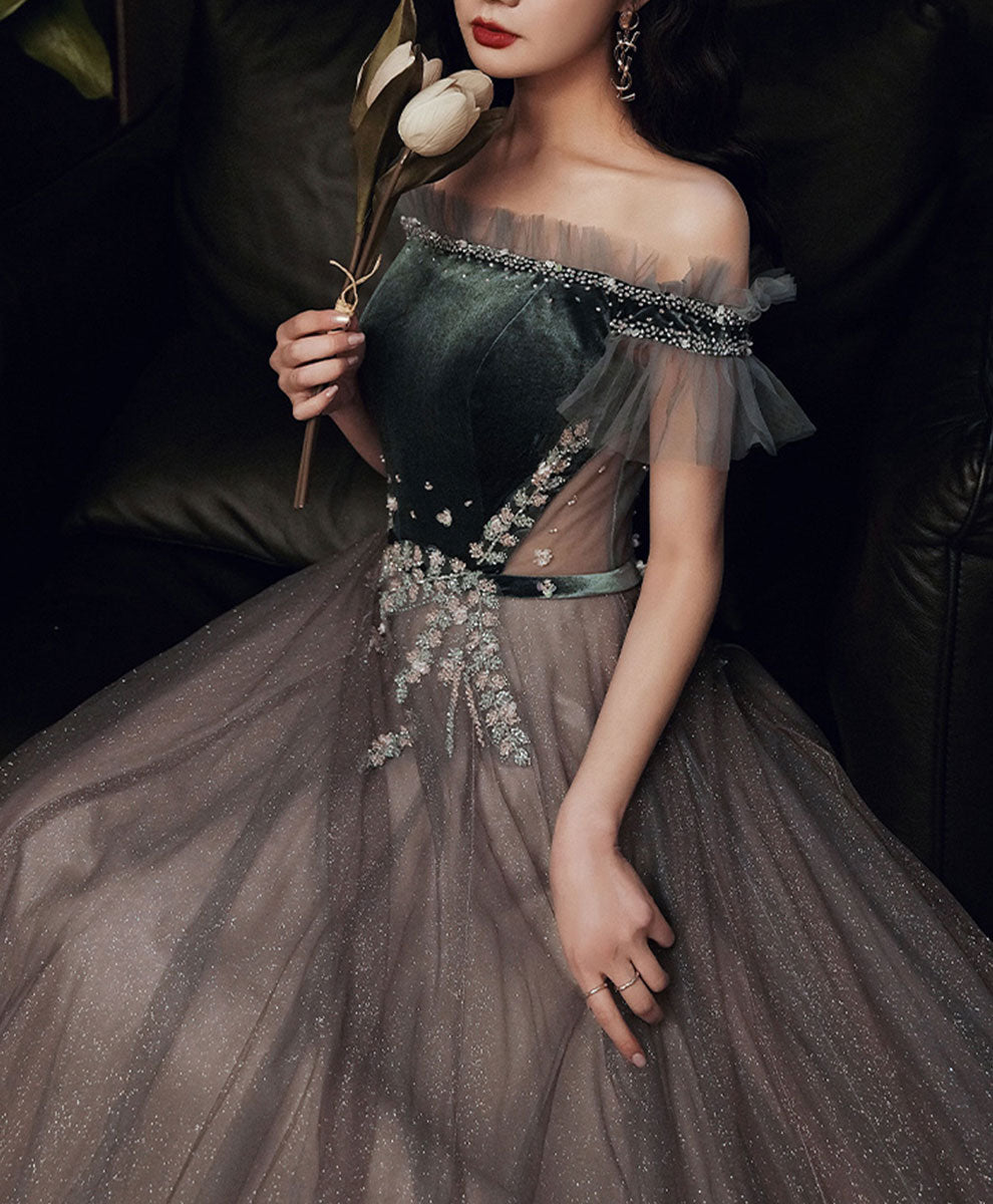 sequin graduation dresses Green/Gray Long Prom Dresses, Green/Gray Formal Dres – shopluu emerald green sequin dress