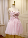 Mini/Short Pink Prom Dress, Cute Pink Homecoming Dresses with Beading Applique