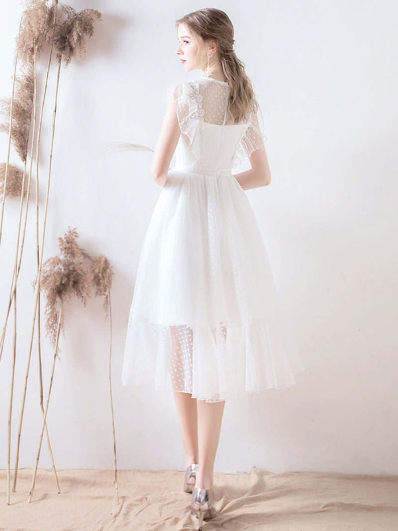 White Tulle Short Prom Dress, Tulle Lace Short Bridesmaid Dresses US 2 / Custom Color White Tulle Short Prom Dress, Tulle Lace Short Bridesmaid Dresses US 2 / Custom Color