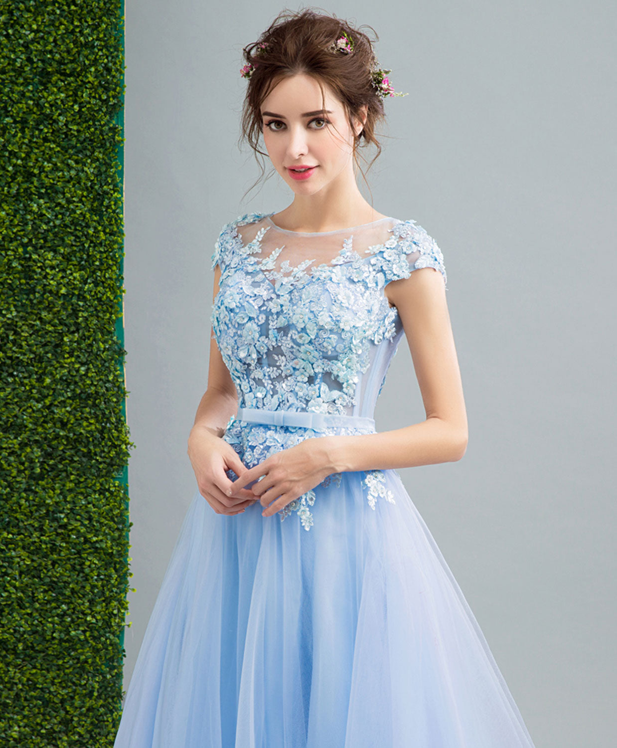 Sky Blue Lace Tulle Long Prom Dress, Lace Evening Dress US 16 / Blue Sky Blue Lace Tulle Long Prom Dress, Lace Evening Dress US 16 / Blue