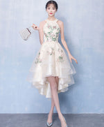 Light Champagne Tulle Lace Short Prom Dress, Champagne Homecoming Dress