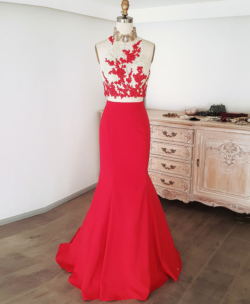 Red Mermaid Long Prom Dress, Red Formal Graduation Dress