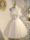 Light Champagne Tulle Short Prom Dress, Tulle Puffy Homecoming Dress