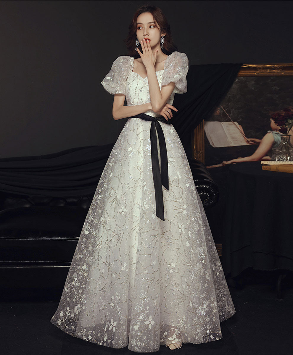 Ball Gown Sequin White Dress Long Sparkly Bling Bling Sequins Ball