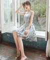 Gray Tulle Lace Sequin Short Prom Dress Gray Cocktail Dress