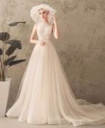 Unique Tulle Lace Long Prom Dress, Tulle Lace Wedding Dress