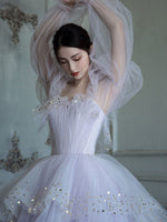 Light Purple Tulle Sequin Long Prom Dress, Purple Evening Dress