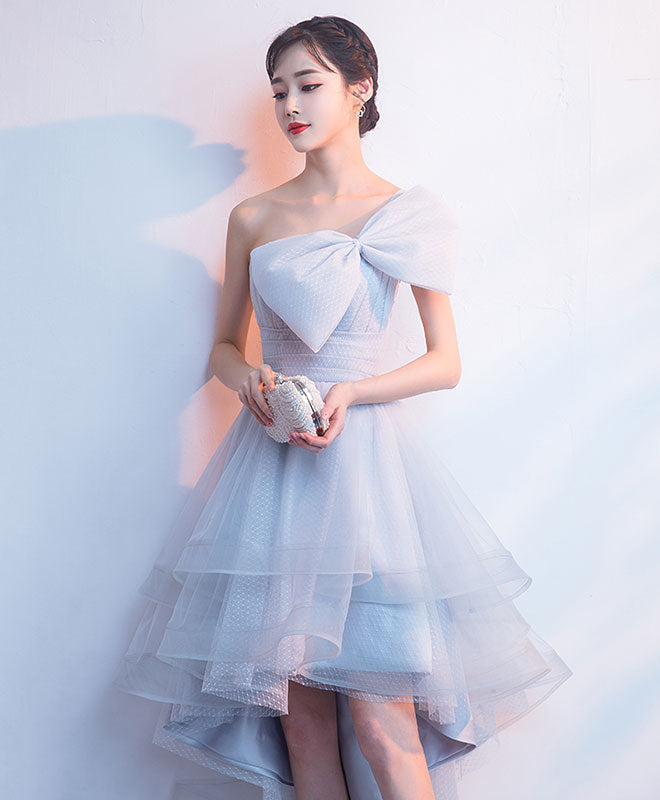 Gray Tulle High Low Prom Dress, Gray Homecoming Dress – shopluu