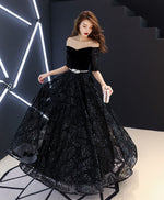 Unique Black Lace Long Prom Dress, Black Lace Evening Dress