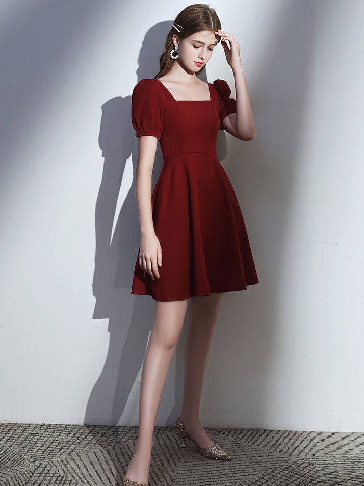 Simple Burgundy Short Prom Dress Burgundy Homecoming Dress – shopluu