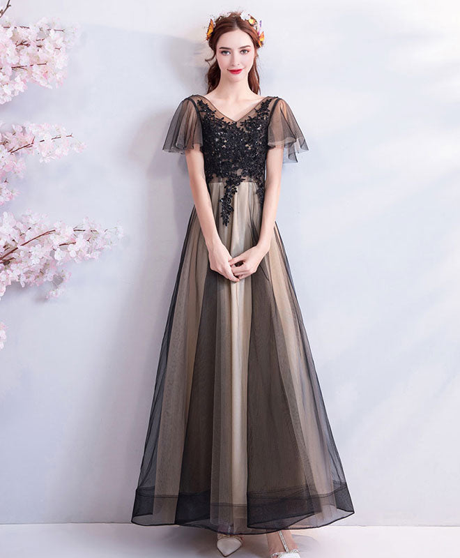 Black Tulle Long Prom Dress, Black Tulle Evening Dress – shopluu