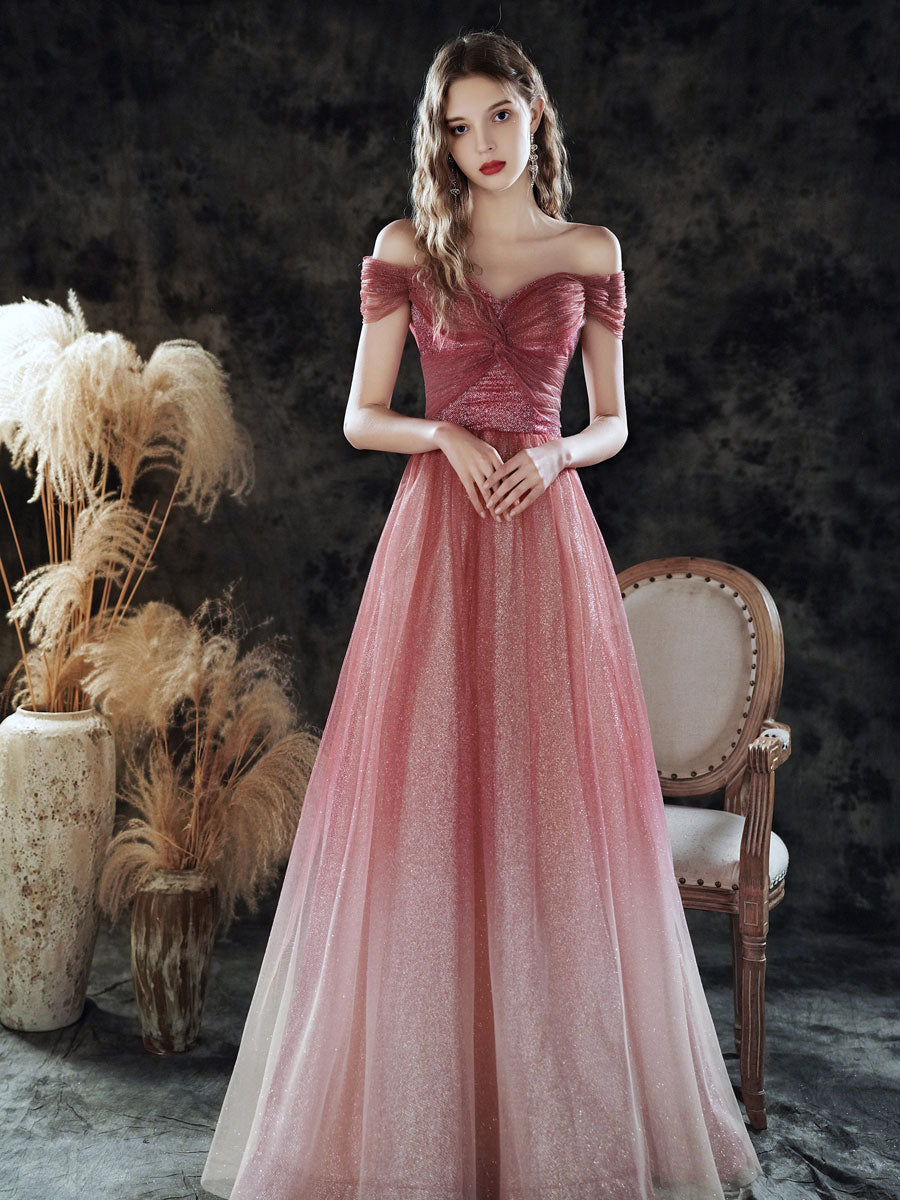 Burgundy Sweetheart Tulle Sequin Long Prom Dress, Burgundy Evening Dre – shopluu