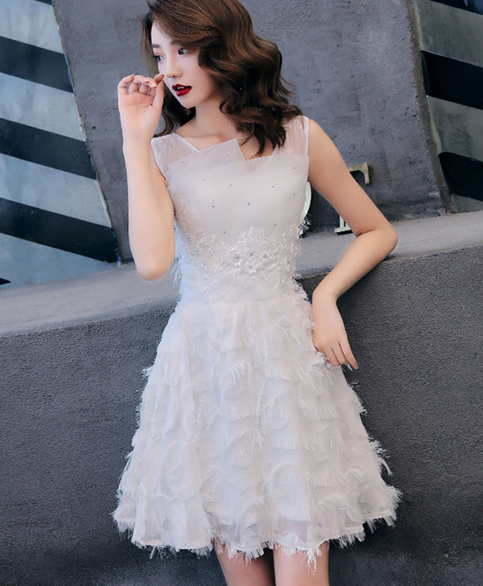 Gray Tulle Lace Short Prom Dress, Gray Cocktail Dress, Homecoming Dresses