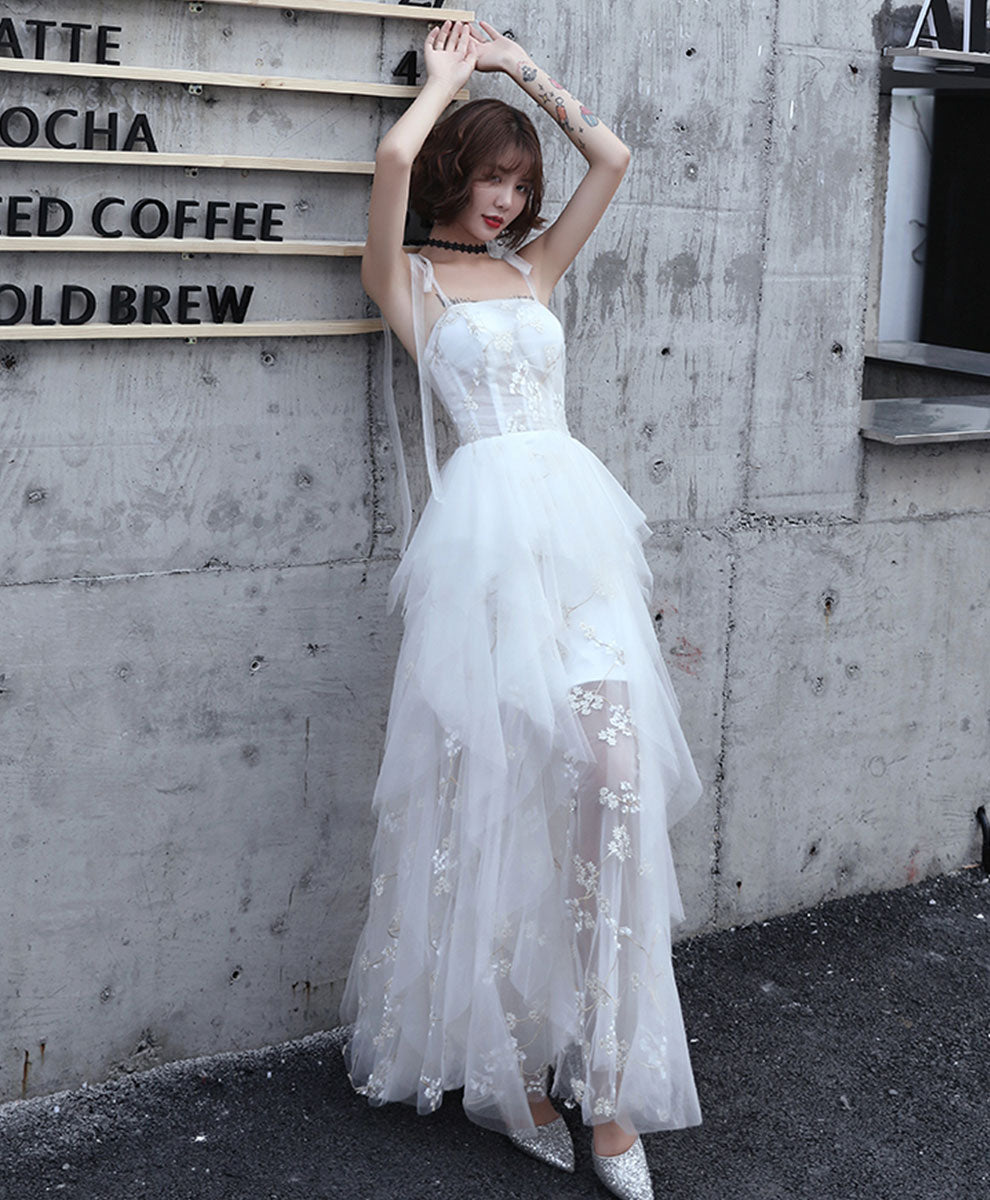White Sweetheart Tulle Prom Dress White Homecoming Dress