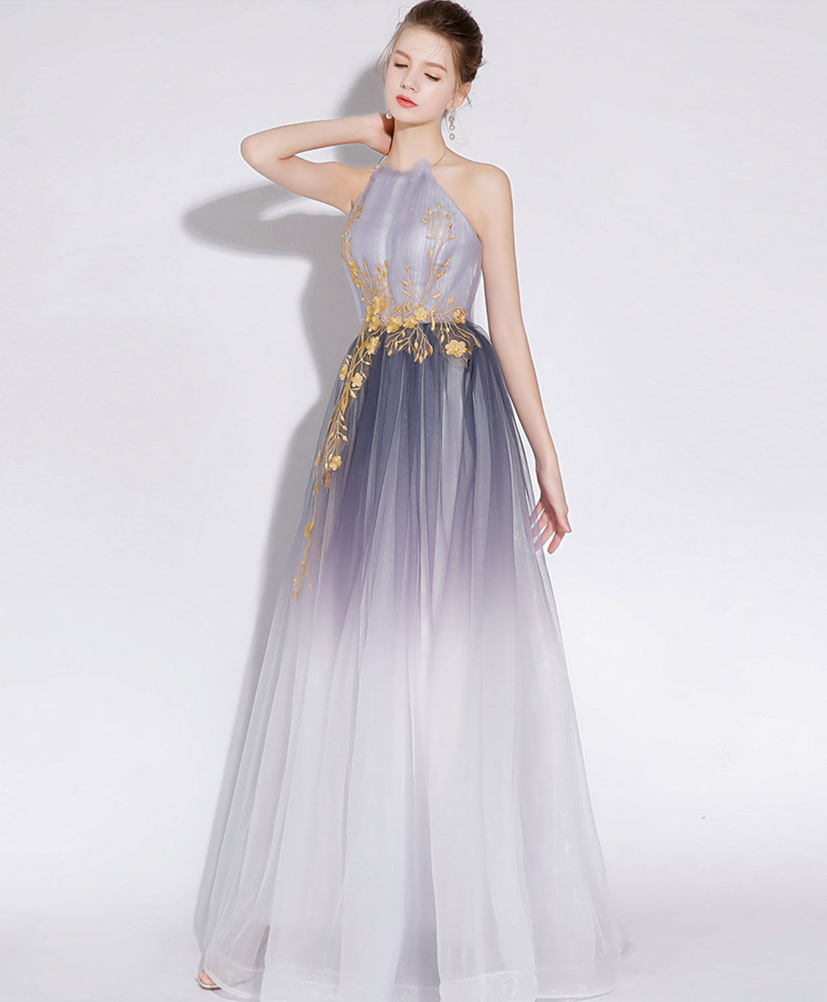 Simple Tulle Lace Long Prom Dress, Tulle Formal Long Evening Dresses