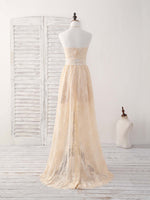 Champagne Two Pieces Lace Long Prom Dress Lace Evening Dress