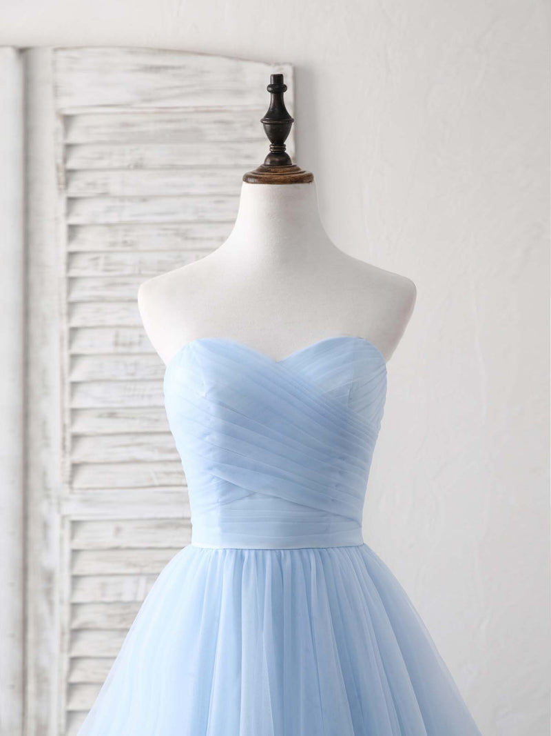 simple light blue dress Simple Sweetheart Blue Tulle Long Prom Dress Blue Evening Dress US 10 / Custom Color