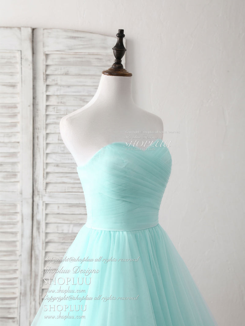 Simple Sweetheart Light Green Tulle Long Prom Dress, Green Evening Dress