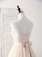 Simple Sweetheart Tulle Short Prom Dress Champagne Bridesmaid Dress