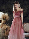 Burgundy Sweetheart Tulle Sequin Long Prom Dress, Burgundy Evening Dress