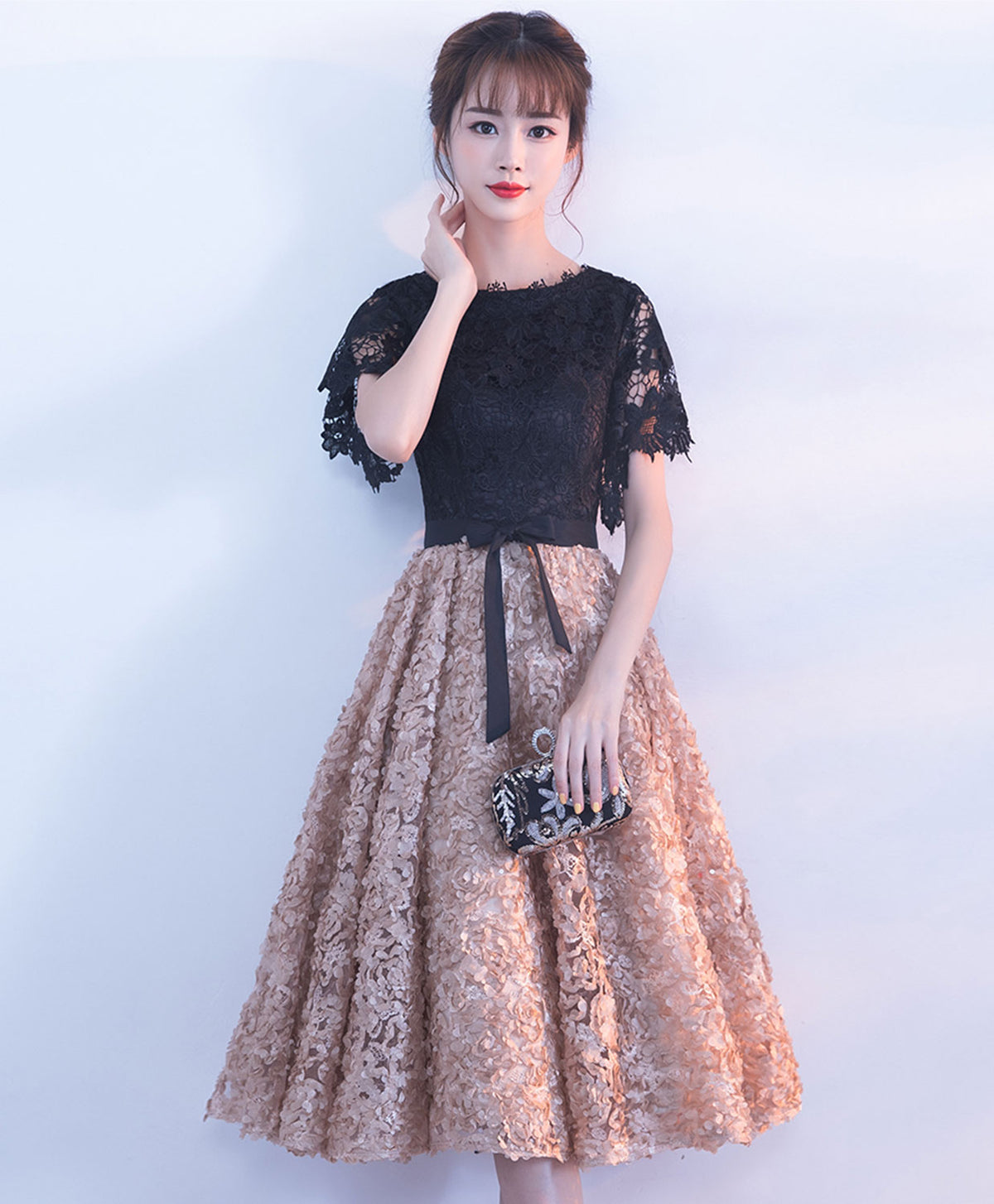 Cute A Line Lace Short Prom Dress, Homecoming Dress