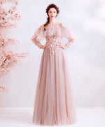 Champagne Tulle Long Prom Dress, Tulle Evening Dress
