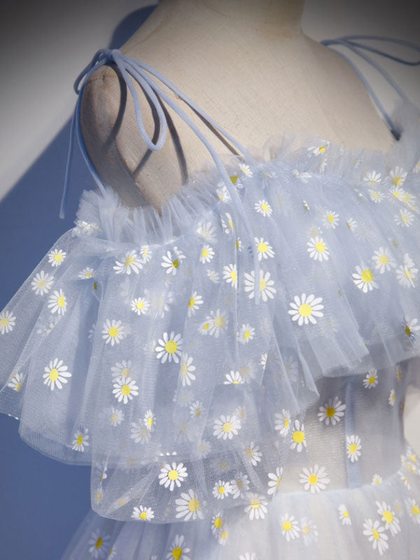 Blue Sweetheart Tulle Long Prom Dress Blue Tulle Formal Dress
