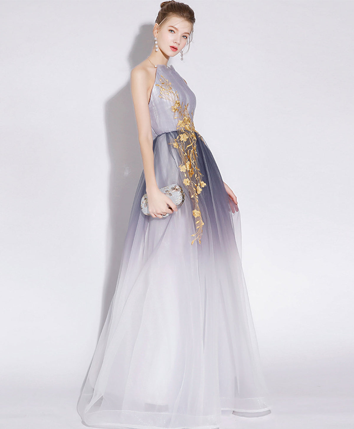 Simple Tulle Lace Long Prom Dress, Tulle Formal Long Evening Dresses