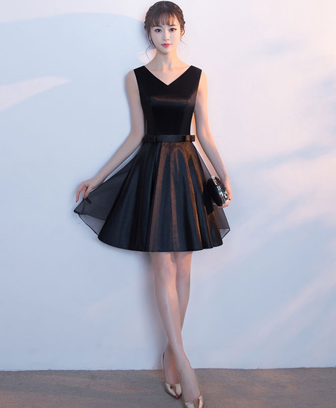 Simple Black Short Prom Dress, Black Homecoming Dress