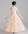 Champagne Round Neck Tulle Lace Flower Girl Dress