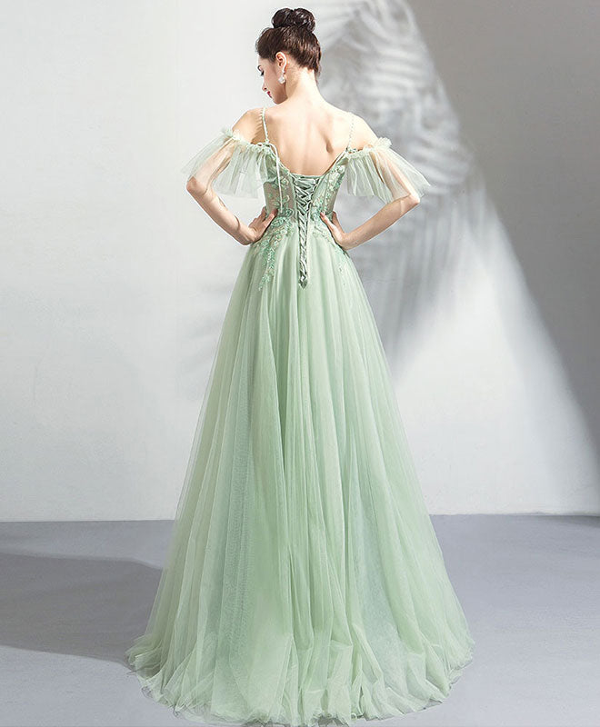 Green Lace Floor Length Prom Dresses, A-Line Off the Shoulder Evening Dresses US 10 / Green Green Lace Floor Length Prom Dresses, A-Line Off the Shoulder Evening Dresses US 10 / Green
