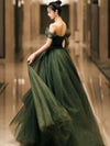 Simple Green Sweetheart Tulle Long Prom Dress, Green Formal Dresses