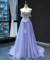 Purple Tulle Lace Long Prom Dress Purple Lace Formal Dress