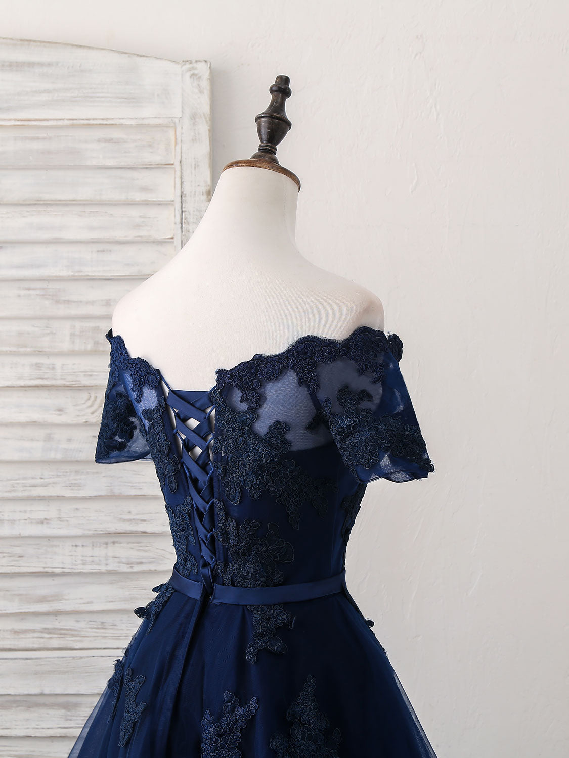 Dark Blue Tulle Lace Short Prom Dress, Dark Blue Homecoming Dress shopluu Dark Blue Tulle Lace Short Prom Dress, Dark Blue Homecoming Dress shopluu