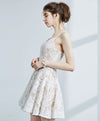 Cute White V Neck Lace Short Prom Dress White Homecoming Dress