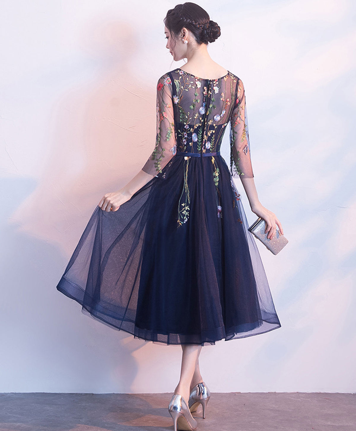 Cute Dark Blue Tulle Short Prom Dress, Blue Homecoming Dress