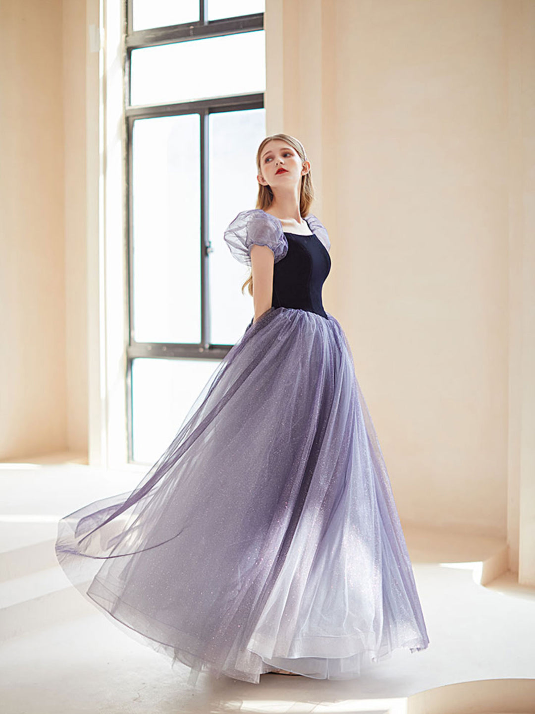 purple grey dress Tulle Long Prom Dresses, Grey Purple Evening – shopluu line shape give our Color:Cloudy Blue CG:China Lori Harvey Looks Regal