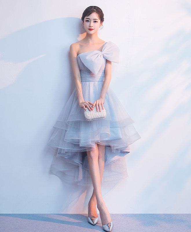 Gray Tulle High Low Prom Dress, Gray Homecoming Dress US 10 / Gray Gray Tulle High Low Prom Dress, Gray Homecoming Dress US 10 / Gray