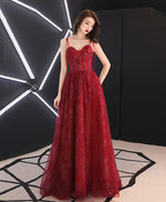 Unique Sweetheart Tulle Long Prom Dress, Burgundy Tulle Evening Dress