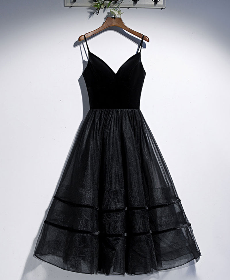 Black V Neck Tulle Short Prom Dress Black Tulle Homecoming Dress
